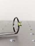 0.5ct Round Cut Simulated Green Peridot Solitaire Ring 14k Black Gold Plated