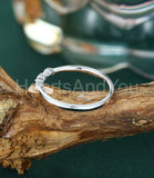 0.3ct Round Cut Simulated Diamond Minimalist Wedding Band 14k White Gold Plated