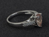 2ct Pear Cut Morganite Split Shank Solitaire Accent Ring 14k White Gold Finish
