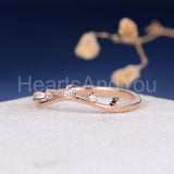 0.2ct Round Cut Moissanite Curved Minimalist Wedding Band 14k Rose Gold Plated