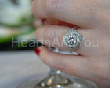 2.4ct Round Cut Moissanite Swirl Split Shank Bridal Ring 14K White Gold Plated