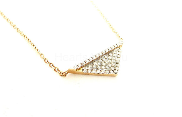 2ct Round Cut Moissanite Inverted Pave Triangular Pendant 14k Yellow Gold Plated