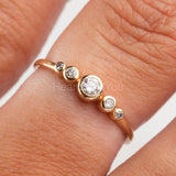 0.5ct Round Cut Moissanite Five Stone Engagement Ring 14k Yellow Gold Plated