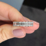 4.7ct Emerald Cut Diamond Wedding Band 14k White Gold Finish Iced Full Eternity
