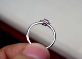 0.2ct Engagement Ring Oval Pink Sapphire Dainty Minimalist 14k White Gold Finish