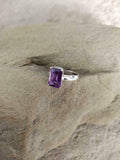 1.5ct Engagement Ring Emerald Cut Purple Amethyst Solitaire 14k WhiteGold Finish