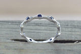 1ct Round Cut Blue Sapphire Wedding Band Ring Thin Minimalist 14k WhiteGold Over