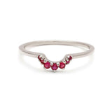 0.2ct Round Cut Pink Ruby Wedding Band 14k Rose Gold Over Stackable Curved Crown