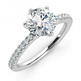 1.4ct Round Cut Solitaire With Accents Engagement Ring 14k White Gold Finish New