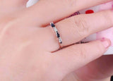 0.3ct Wedding Ring Band Marquise Cut Sapphire Anniversary 14k White Gold Finish