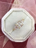 3ct Cushion Pear Diamond Accent Trilogy Engagement Ring 14k Yellow Gold Finish
