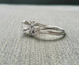 1.5ct Round Cut Diamond Blue Sapphire Floral Engagement Ring 14K White Gold Over