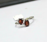 2ct Engagement Ring Oval Cut Red Garnet Two Stone Solitaire 14k WhiteGold Finish
