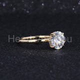 0.45ct Round Cut Moissanite Hidden Halo Solitaire Ring 14k Yellow Gold Plated