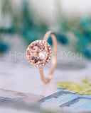 1.3ct Round Cut Simulated Morganite Halo Engagement Ring 14k Rose Gold Plated