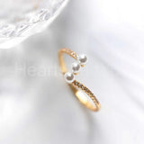 0.5ct Round Cut Simulated Diamond Three Stone Pearl Ring 14k Yellow Gold Plated