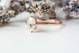 Solitaire Women Engagement Ring 1ct Oval Cut VVS1D Diamond 14k Rose Gold Finish