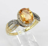 4Ct Oval Cut Yellow Citrine Swirl Shank Engagement Ring 14K White Gold Finish