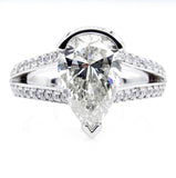5Ct Pear Cut Diamond Split Shank Solitaire Engagement Ring 14K White Gold Finish