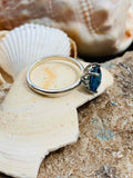 2.6ct Engagement Ring Cushion Cut Blue Sapphire Solitaire 14k White Gold Finish