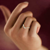 Stackable Curved Engagement Ring 1.4ct Marquise Cut Diamond 14k Yellow Gold Over