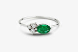 0.5ct Engagement Ring Oval Cut Emerald Teardrop Minimalist 14k White Gold Finish