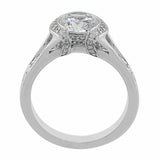 2.5Ct Round Cut Diamond Accented Bezel Set Engagement Ring 14K White Gold Finish