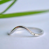 0.05ct Round Cut Moissanite Stacking Curved Wedding Band 14K White Gold Plated