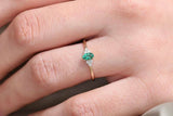 0.4ct Oval Cut Emerald Engagement Ring Petite Minimalist 14k Yellow Gold Finish