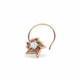 0.4ct Round Cut Diamond Floral Twist Nose Pin Ring Piercing 14k Rose Gold Finish