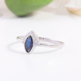 1.5ct Marquise Blue Sapphire Engagement Ring Unique Stylish 14k White Gold Over