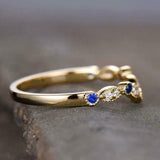0.5ct Round Cut Blue Tanzanite Wedding Band Curved Stackable 14k YellowGold Over