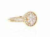 2.6ct Round Cut Diamond Engagement Ring Cluster Split Band 14k YellowGold Finish