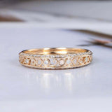 1ct Round Cut Diamond Wedding Band Filigree Half Eternity 14k Yellow Gold Finish