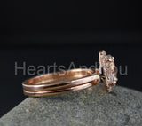 2ct Oval Cut Simulated Morganite Halo Solitaire Bridal Set 14k Rose Gold Plated