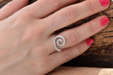 Ocean Wave Stackable Engagement Ring 2ct Round Cut Diamond 14k White Gold Finish