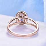 2.2ct Oval Cut Simulated Diamond Split Shank Engagement Ring 14K RoseGold Plated