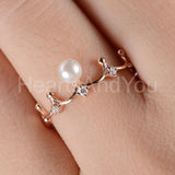 0.3ct Round Cut Simulated Princess Crown Pearl Engagement Ring Rose Gold Plated