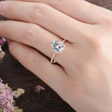 2.3ct Oval Cut Blue Aquamarine Diamond Halo Solitaire Ring 14k Rose Gold Finish