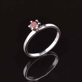 0.2ct Engagement Ring Round Cut Red Garnet 4 Prong Solitaire 14k White Gold Over