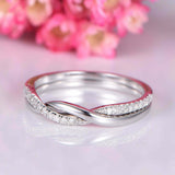 1ct Round Cut Diamond Engagement Ring Twist Unique Design 14k White Gold Finish