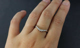 Curved Stackable Wedding Ring Band 0.75ct Round Cut Diamond 14k WhiteGold Finish