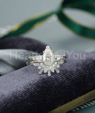 2.3ct Pear Cut Simulated Diamond Bridal Set Curved Crown 14k White Gold Plated