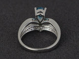 2.5ct Pear Cut London Blue Topaz Split Shank Crown Ring 14k White Gold Finish