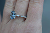 1.1ct Oval Blue Aquamarine Marquise Accent Engagement Ring 14k White Gold Finish