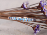 1.5ct Round Cut Blue Topaz Wedding Band Ring Half Eternity 14k Rose Gold Finish