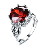 4ct Round Cut Red Garnet Engagement Ring 14k White Gold Finish Antique Women