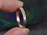 1.5ct Round Cut Diamond Stackable Half Eternity Wedding Bands 14k Rose Gold Over