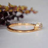 0.03ct Round Cut Moissanite Curved Women Engagement Ring 14K Yellow Gold Plated