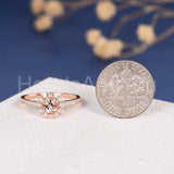 1.5ct Round Cut Simulated Peach Morganite Floral Halo Ring 14k Rose Gold Plated